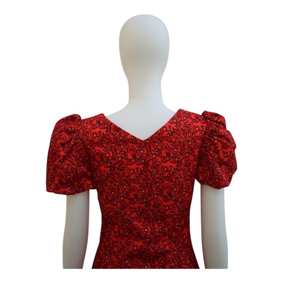 LHD Pedra Bonita Red Sloth floral print Dress SZ 2 - Picture 4 of 6